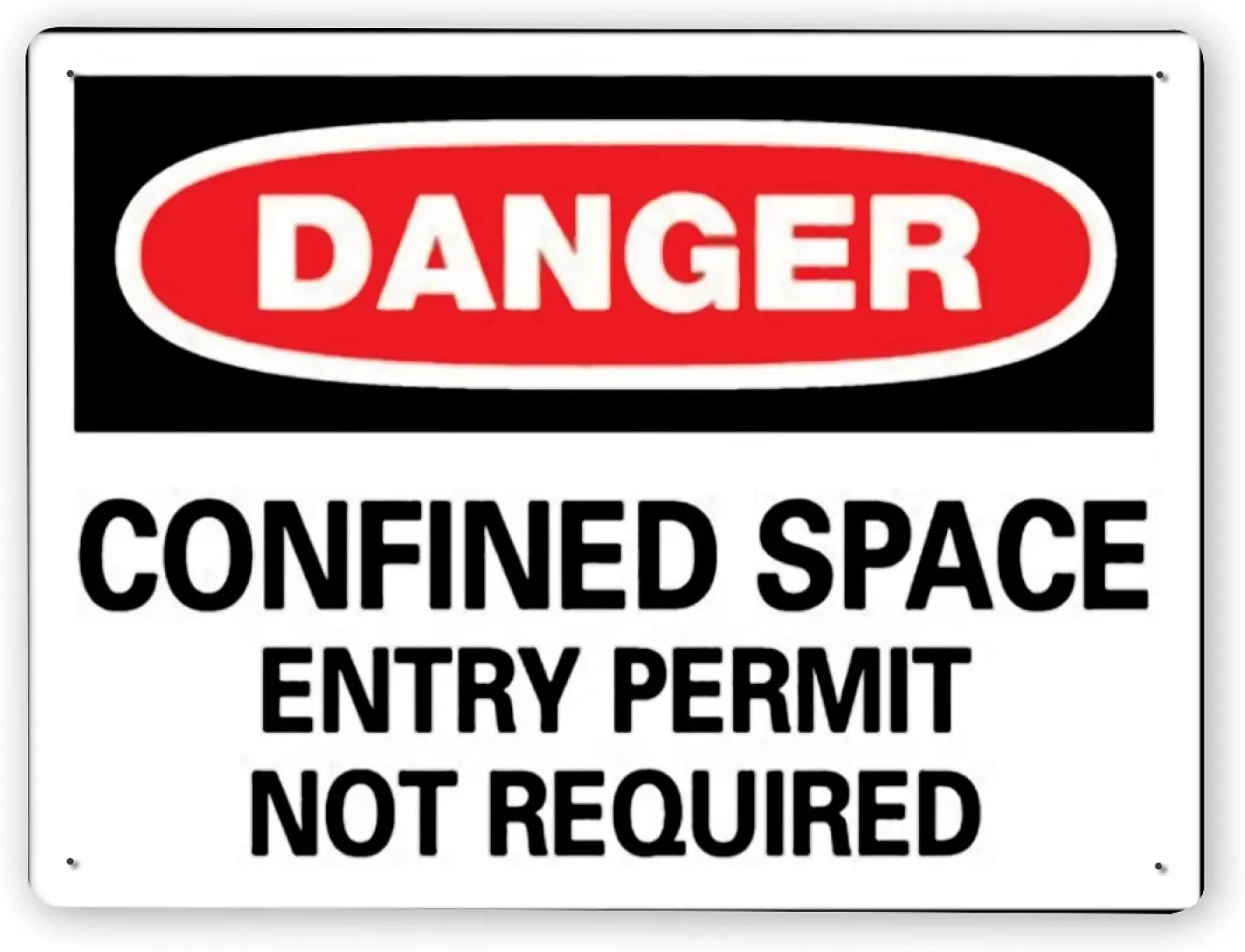 

7503 Warning Sign,Danger Confined Space Permit not Required,Tin Aluminum Metal Decor Painting Traffic Warning Sign 12x16 Inch