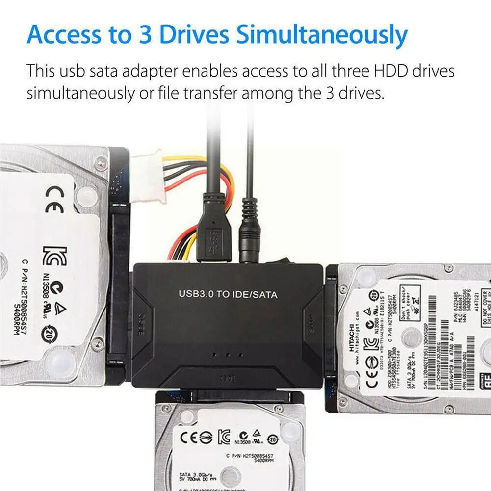 

SATA to USB IDE Adapter HDD SSD Hard Drive Converter 3.0 Male to Drive Male USB 2.5"/3.5" Adapter Hard Kit Cable Cable O9M3