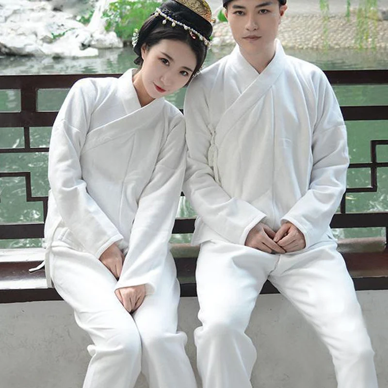 Одежда унисекс Модная современная одежда Hanfu для взрослых белая мужская мода