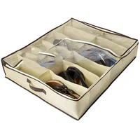 nonwoven transparent creative shoes cabinet dust proof 12 grids shoes storage bag shoes organizer holder box under bed closet