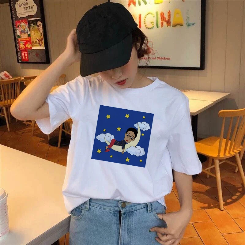 

Summer T Shirt Women Short Sleeve Moon Theme Graphic Print Aesthetic Cute Clothing Casual Streetwear Female Girls Tees