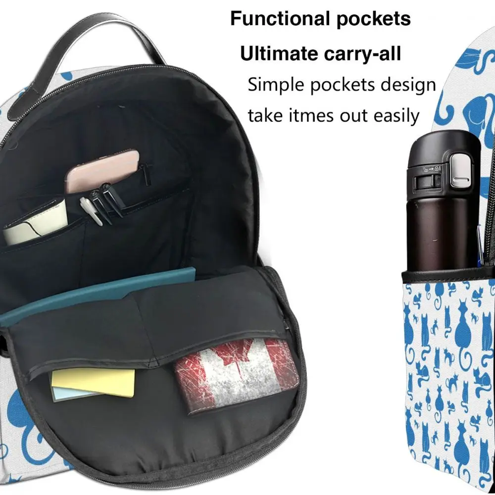 

Fashion Girl College School Bag Casual New Women Backpack Blue Cats Book Packbag for Teenage Travel Shoulder Bag