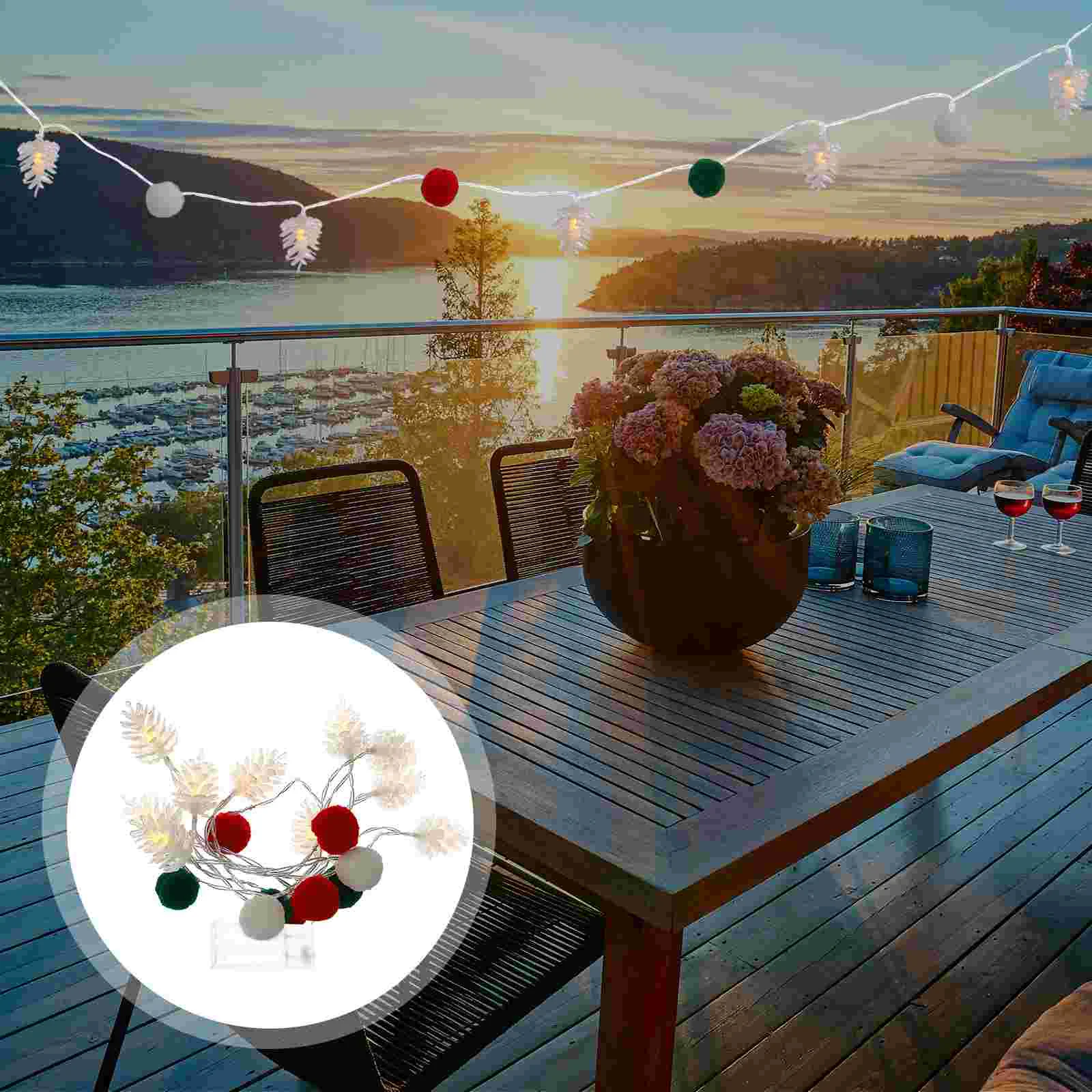1pc Christmas Pine Cone String Light Chic Plush String Light Decoration lamp