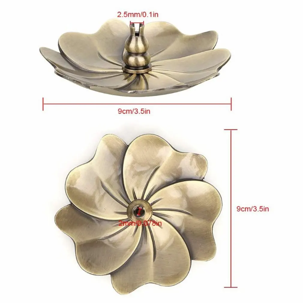 

Gold Incense Holder Lotus Incense Burner Cone Incense Holder Portable Incense Plate Lotus Censer With Stick Hole