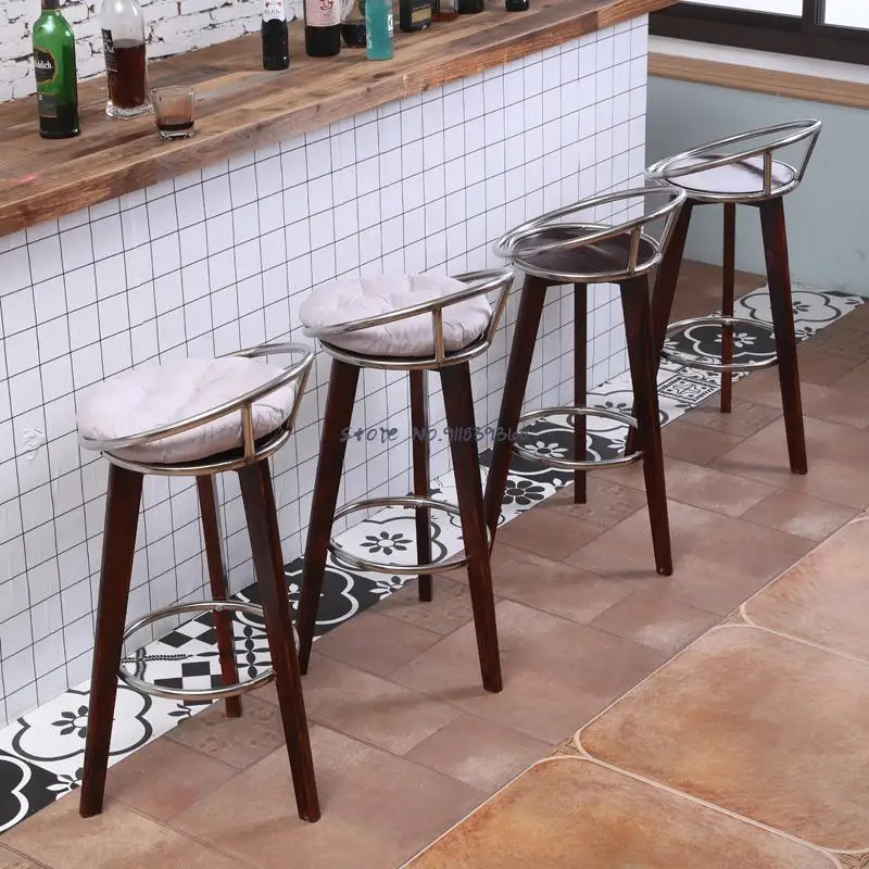 Стул кассира из массива дерева для магазина молочного чая высокий стул одежды