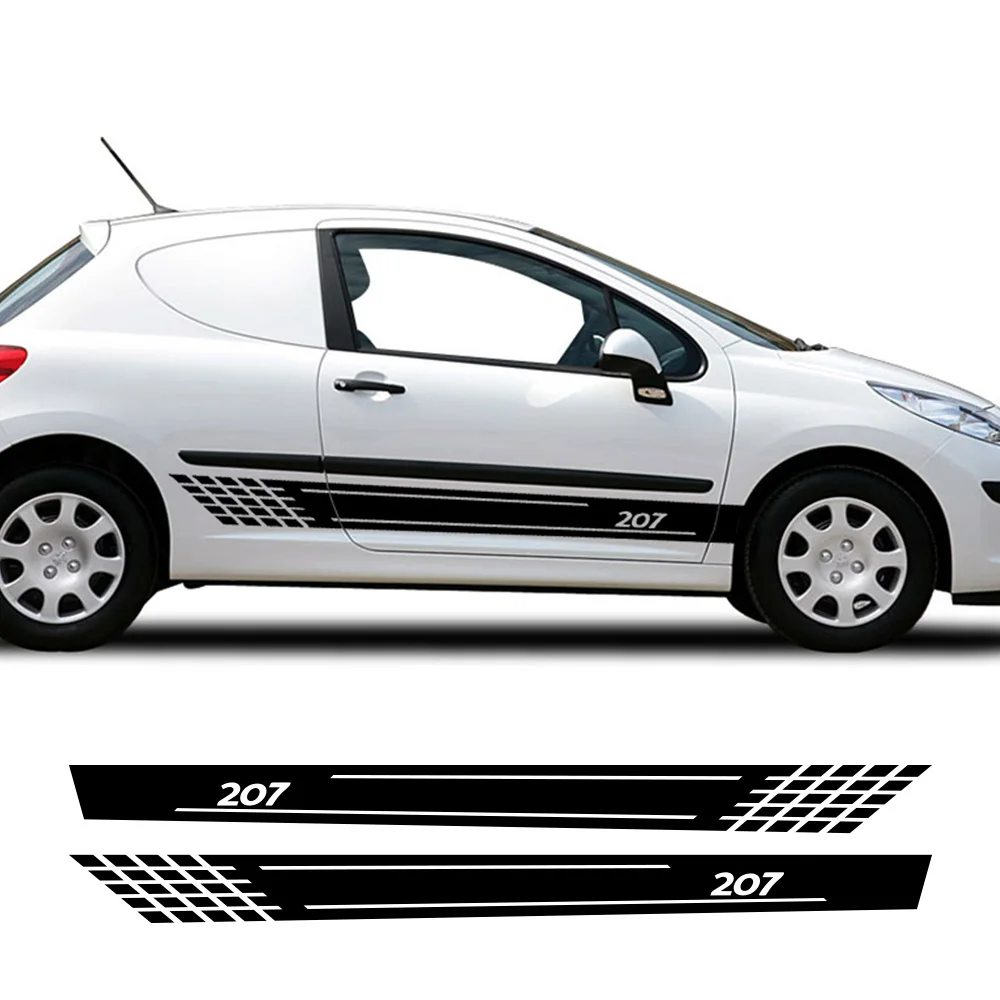 Наклейки на автомобильные двери и боковые юбки 2 шт. наклейки для Peugeot 207 Sport Gti CC SW RC