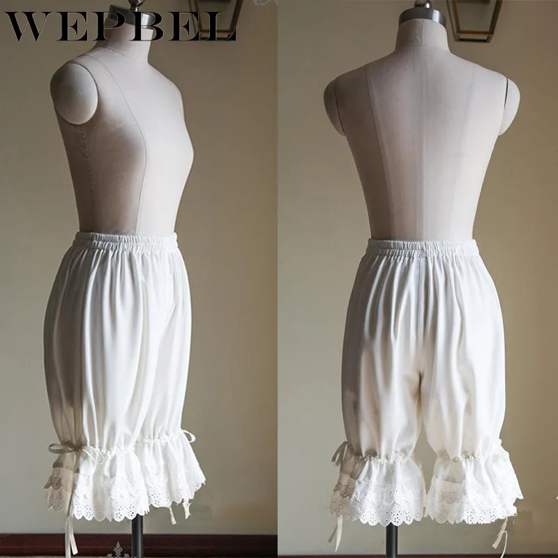 

WEPBEL Lace Lolita Style Short Pants Women Bloomers Latern Pumpkin Ruffles Loose High Elastic Waist Short Underskirts
