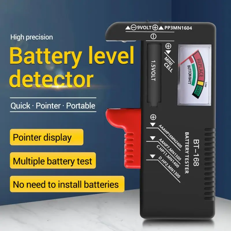 

1Pcs BT-168 AA/AAA/C/D/9V/1.5V Batteries Universal Button Cell Battery Colour Coded Meter Indicate Volt Tester Checker Dropship