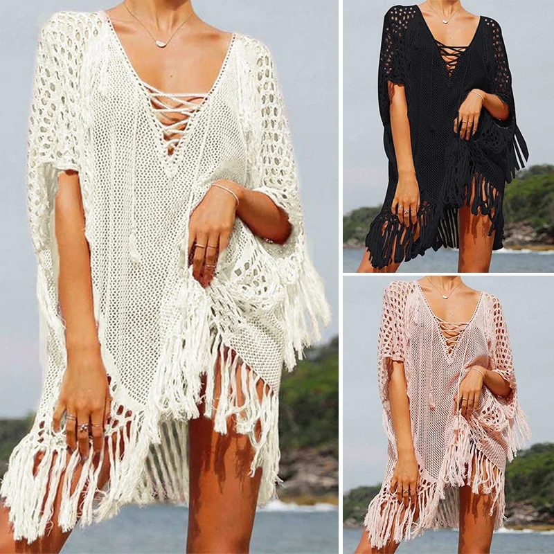 

Beach Top Sexy See-Through V-Neck Blouse Bikini Blouse Net