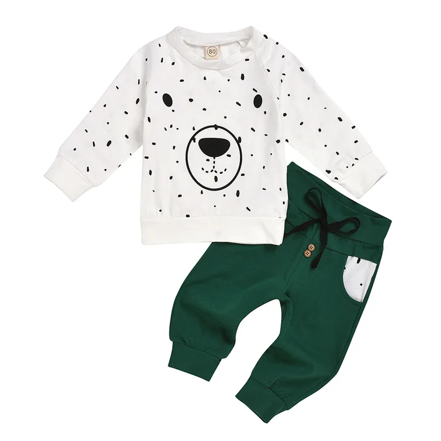 Children Clothes Toddler Kids Baby Boys Costume Hoodie Lovely Cartoon Bear Sweatshirt Tops+ Pants Outfits Set Casual Soft Sets |