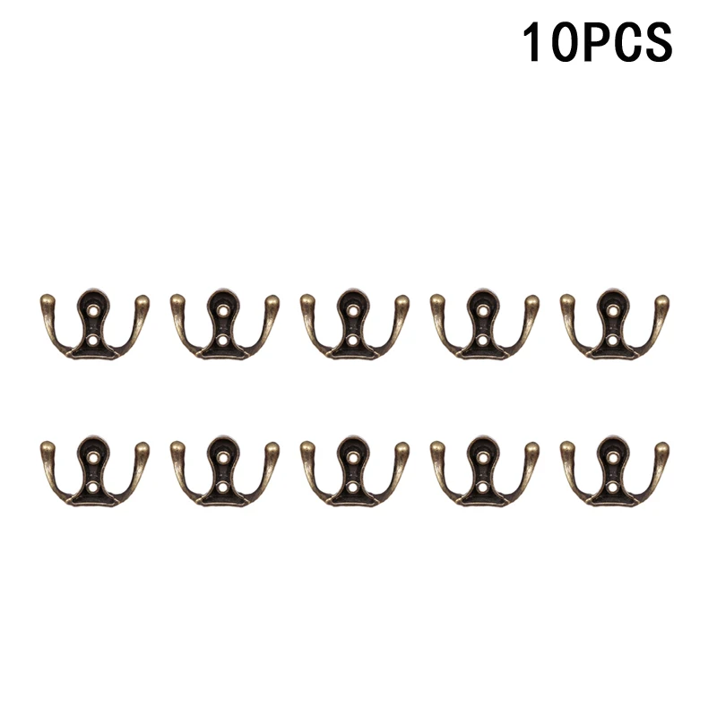 

10pcs Coat Hooks Wall-Mounted 2 Hole Towel Hanger Antique Hook Hanger For Key Clothes Coat Hat Bag Wall Hook Towel Hardware