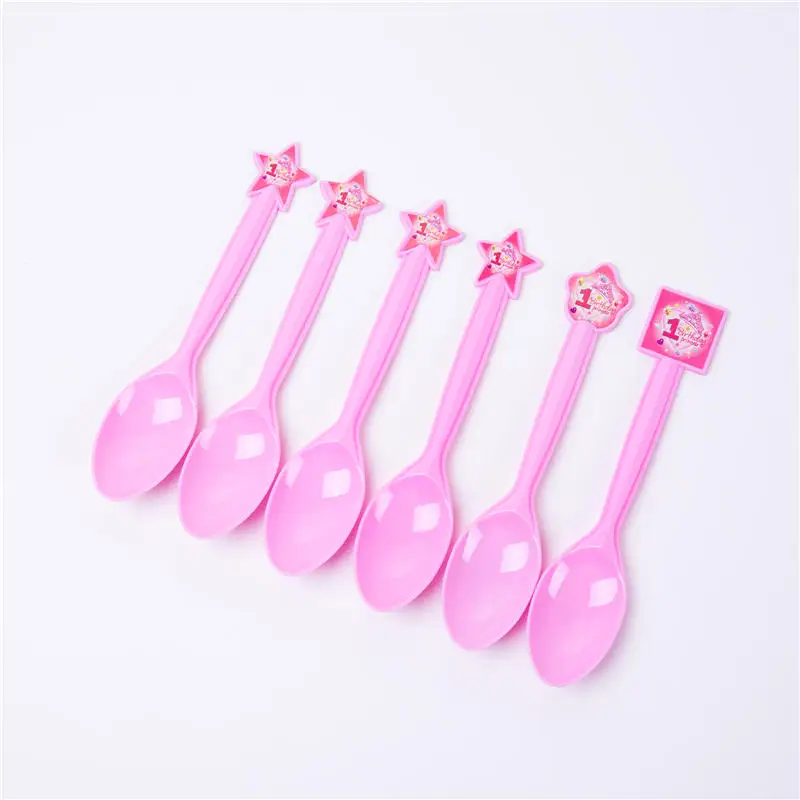 Розовые детские украшения на 1 й день рождения бумажные тарелки салфетки чашки