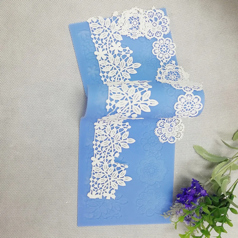

16in Baking Flower Mold Flower Lace Mold Cake Border Decoration Tools Fondant Cake 3d Mold Food Grade Silicone Mat Mould