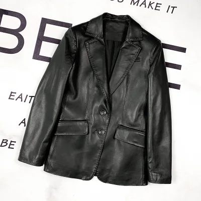 2020 Women Spring Genuine Real Sheep Leather Jacket E35