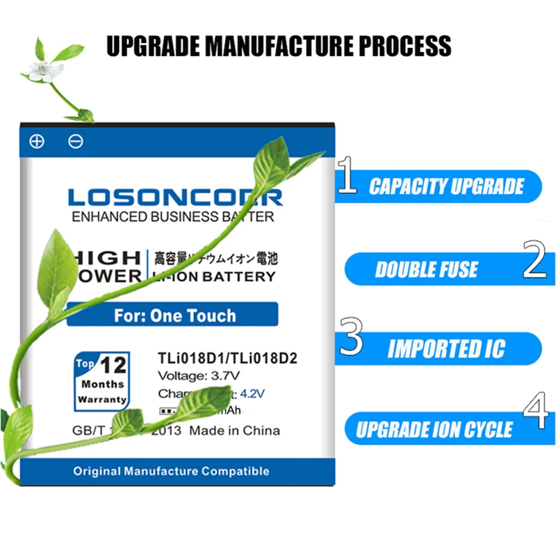 Аккумулятор LOSONCOER 2900 мАч TLi018D1 TLi018D2 для Alcatel One Touch Pop D5 Dual 5038x OT5038X 3 5015D OT 5016 |