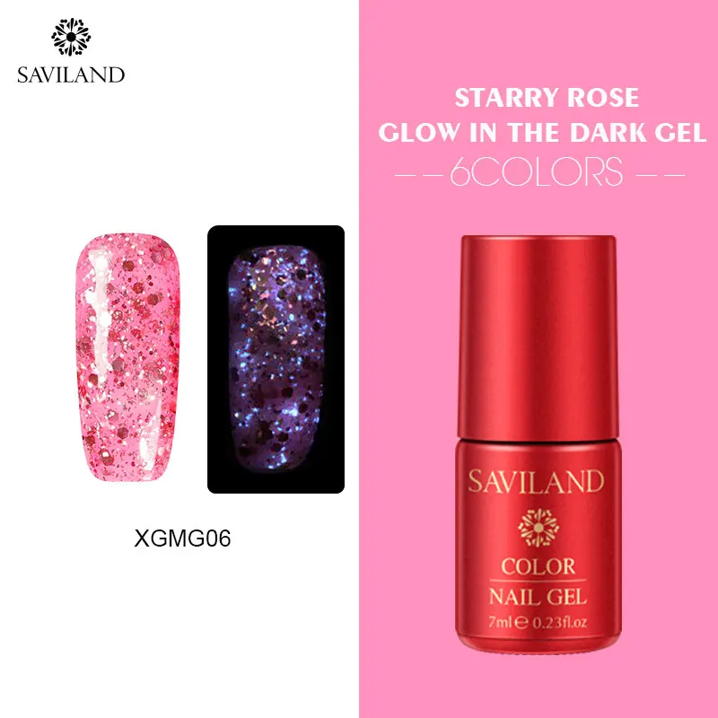 XGMG06 SAVILAND светящийся Звездный розовый Золотой гель для ногтей Блестящий Блеск светящийся в темноте Гель-лак для ногтей Полупостоянный флуоресцентный гель-эмаль - Цвет: XGMG06