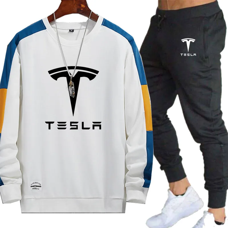 Мужские костюмы Tesla с принтом логотипа автомобиля утепленные Зимние флисовые