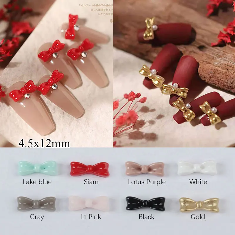 

New Mini Fingertip Resin Bow knot 4.5x12mmDecorations Rhinestones DIY Nails Art Accessories