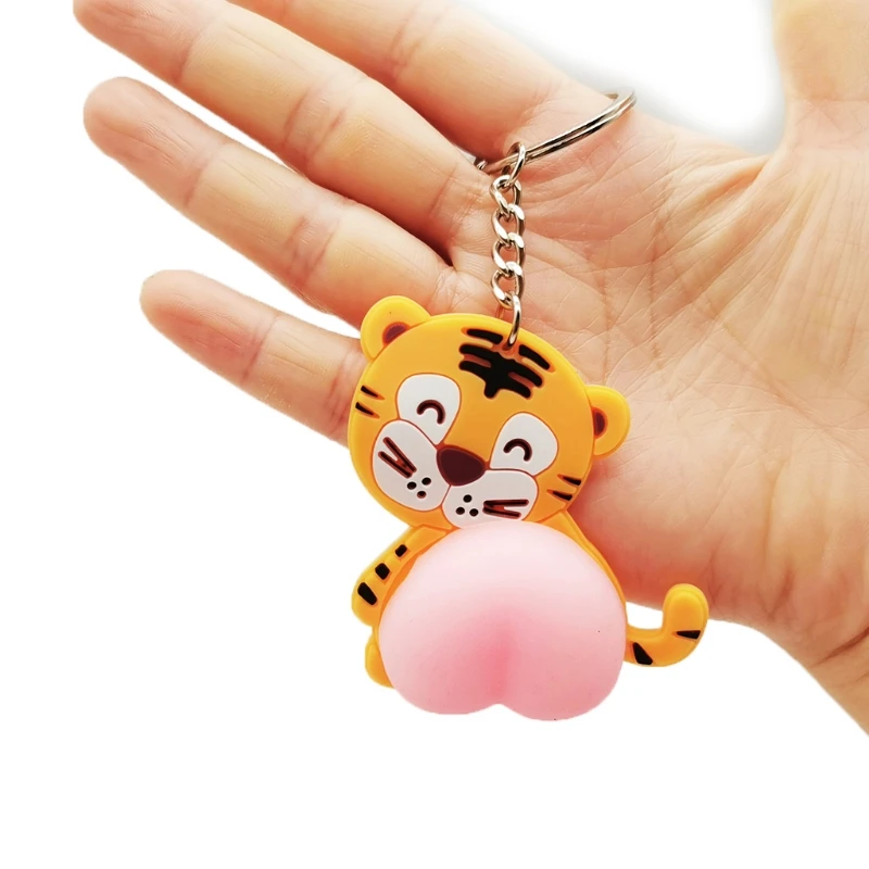 

HUYU Sensory Squeeze Butt Keyring Fidget Soft Pinch Mini Cartoon Animal Doll Interactive Toy for Men Women Relaxation Anxiety