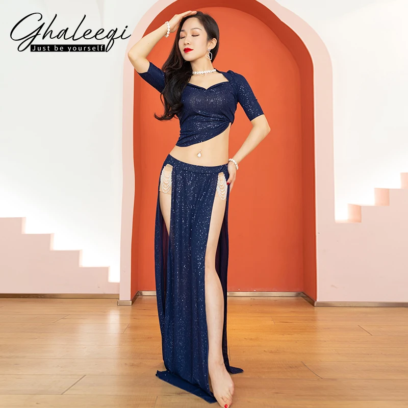 Женский комплект для тренировок по танцу живота изысканное платье с кристаллами