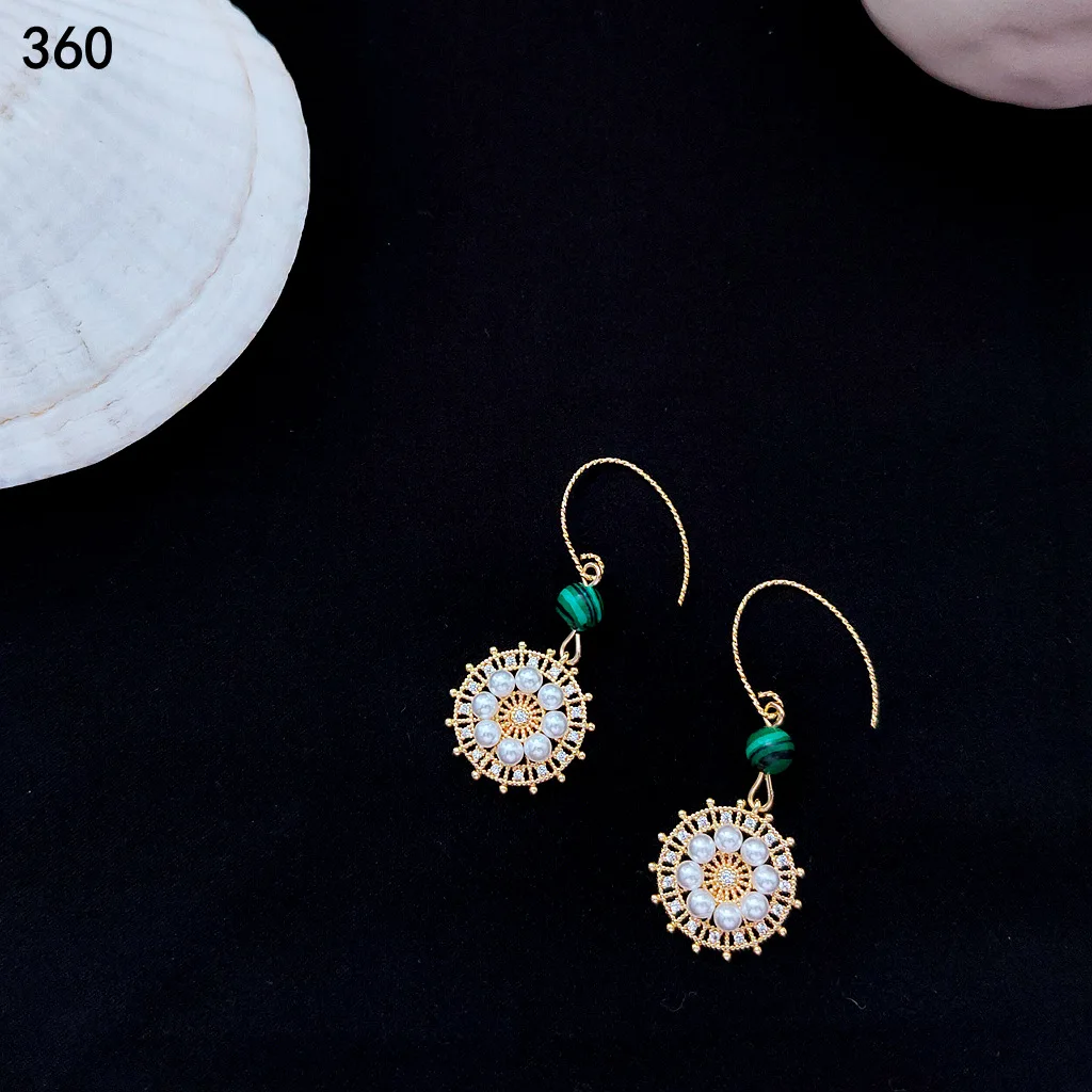 

Drop Earrings for Women Retro Geometric Zircon Round Earrings Simple Pearl Fashion Natural Stone Earrings Jewelry Wholesale