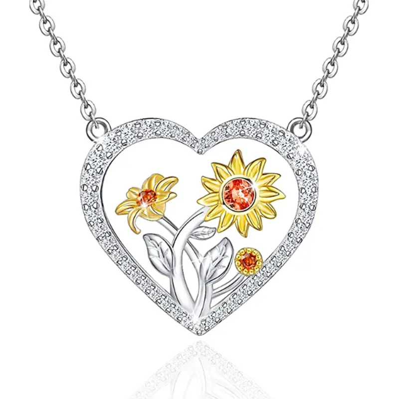 Элегантное ожерелье с подвеской в виде сердца подсолнуха женское модное