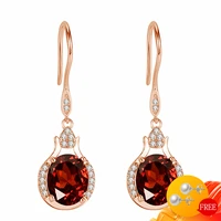 925 silver jewelry drop earrings for women fashion inlaid ruby amethyst zircon gemstones wedding engagement party gifts earring