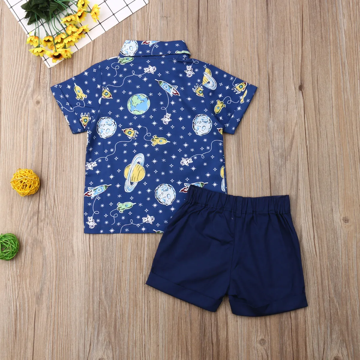 2Pcs Outfits Baby Boys Gentleman Clothes Cartoon Printed Shirt Tops Toddler Kids Short Pants Summer Beach Infant Suits |