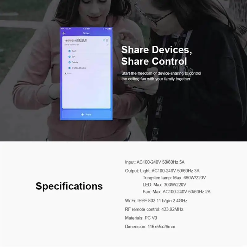 SONOFF умный WiFi потолочный вентилятор и выключатель света управление Лер AP дистанционное управление свет и вентилятор Совместимость с Alexa Google Home