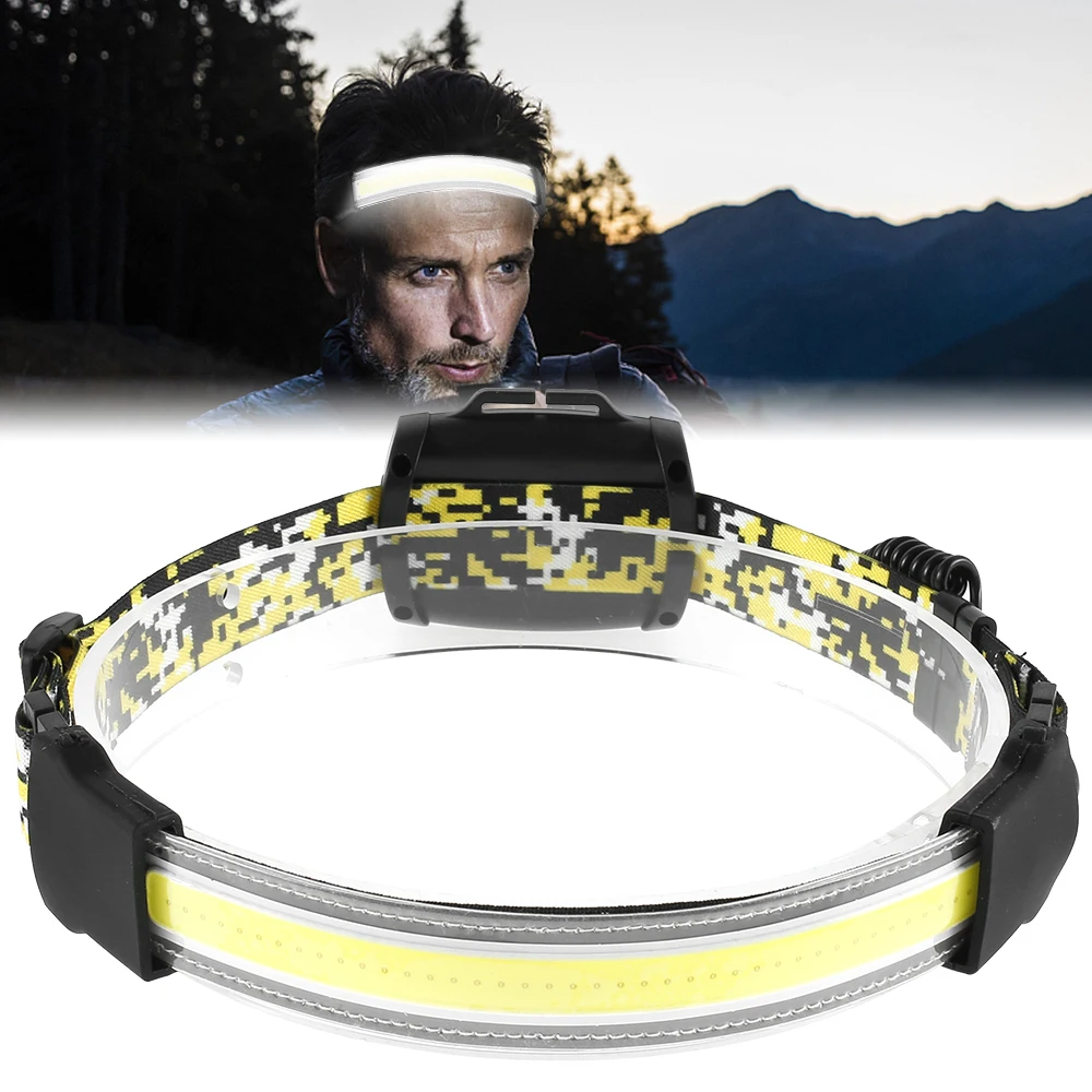 

Rechargeable Headlamp Outdoor Camping Headlight 500lm Waterproof Flashlight with Adjustable Headband COB LED Torch Light