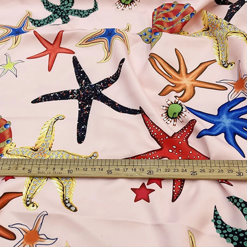 

Colorful Starfish Digital Printed Fabric For Dress Tissus Au MÈTre Telas Por Metro Tissu Vestidos Sewing Tela Ткань хлопок DIY