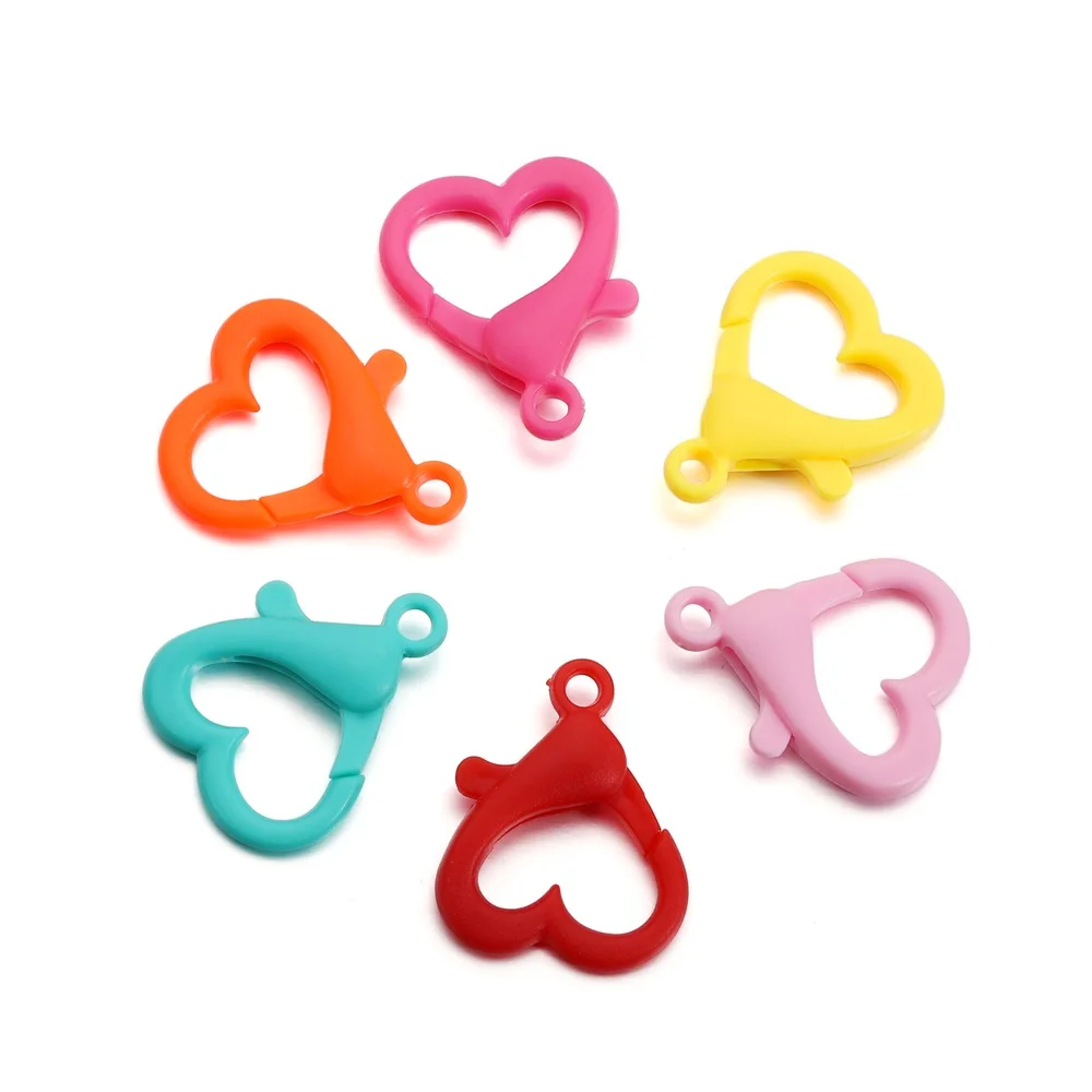 30 шт./упак. красочные пластиковые сердце Форма омара застежка цепочка для ключей