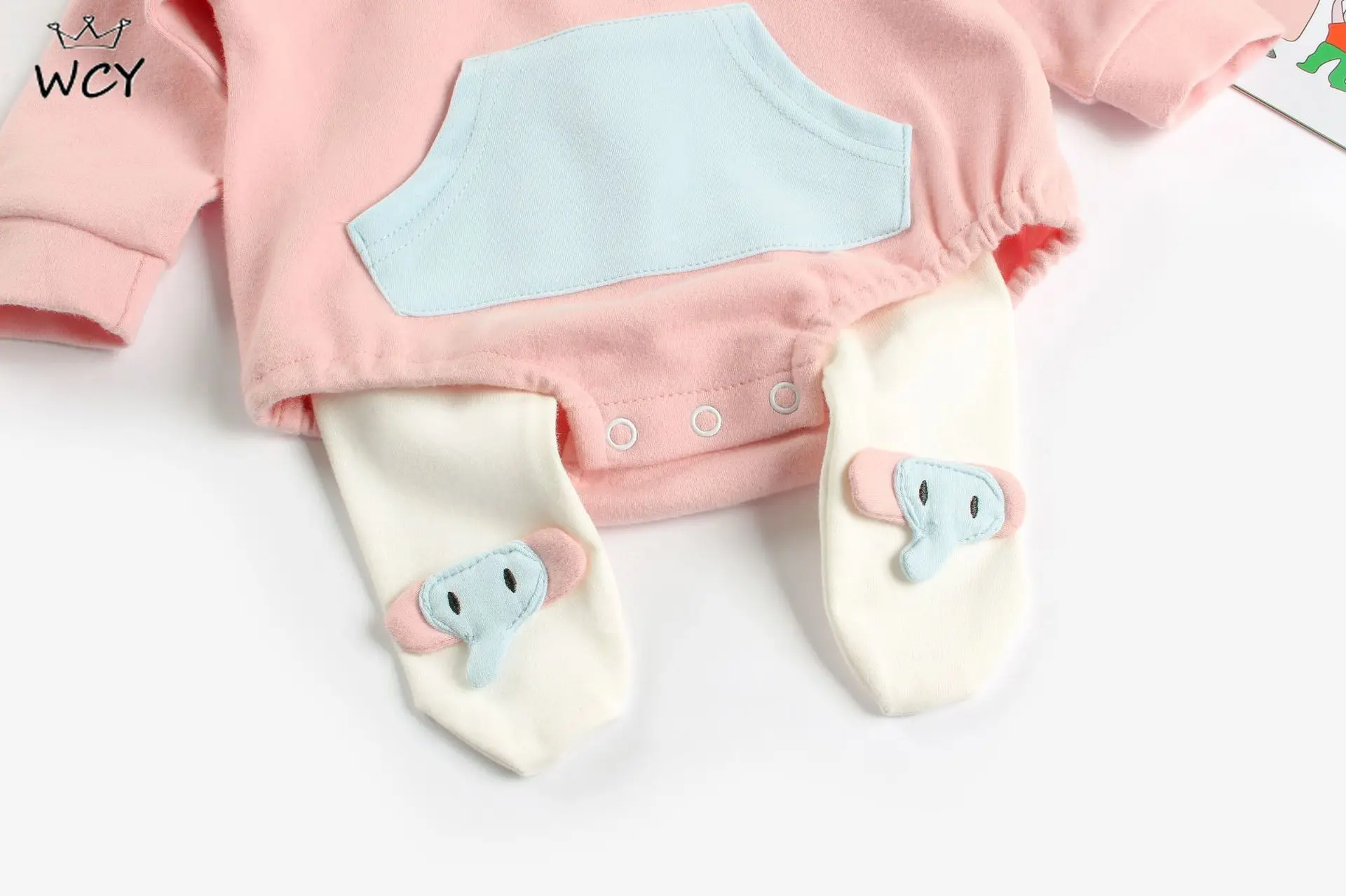 Fall New Baby Girl Clothes Cartoon Elephant modeling Roupa Infantil Korean Long sleeve Bodysuits + Leggings Hat Roupas De Bebe | Детская