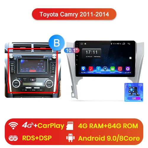 4-64GB for 4G Junsun V1 pro 4G+ 64G CarPlay DSP Android 8,1 автомобильный Радио Мультимедиа стерео плеер gps для Toyota Camry 8 50 55 2011- 2Din DVD - Цвет: 4-64GB for 4G