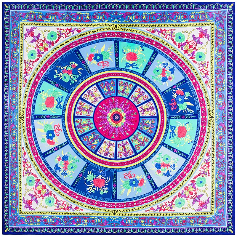 

2021Newest Bandana Printing Winter Scarf Women Shawls Circle Angel Flowers Print Luxury Brand Twill Silk Scarves Wrap Wholesale