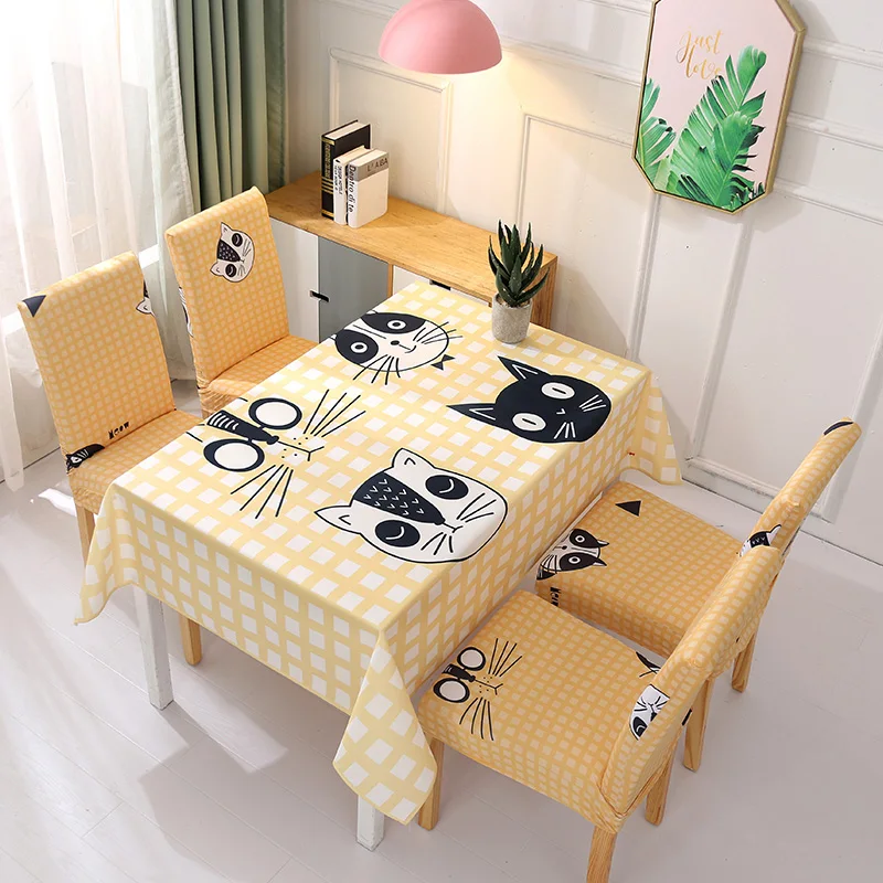 Plaid cat Скатерти и чехлы для стульев прямоугольная скатерть Водонепроницаемая скатерть покрытие для обеденного стола чайный столик Мультяшные салфетки - Цвет: Plaid cat