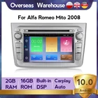 Автомобильный мультимедийный плеер Android10 2 + 16G для Alfa Romeo Mito 2008-Авторадио DVD GPS навигация поддержка DVR SWC камера Carplay BT