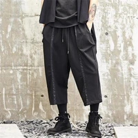 mens wide leg pants springsummer new personality splicing yamamoto style hip hop casual loose oversized seven minute pants