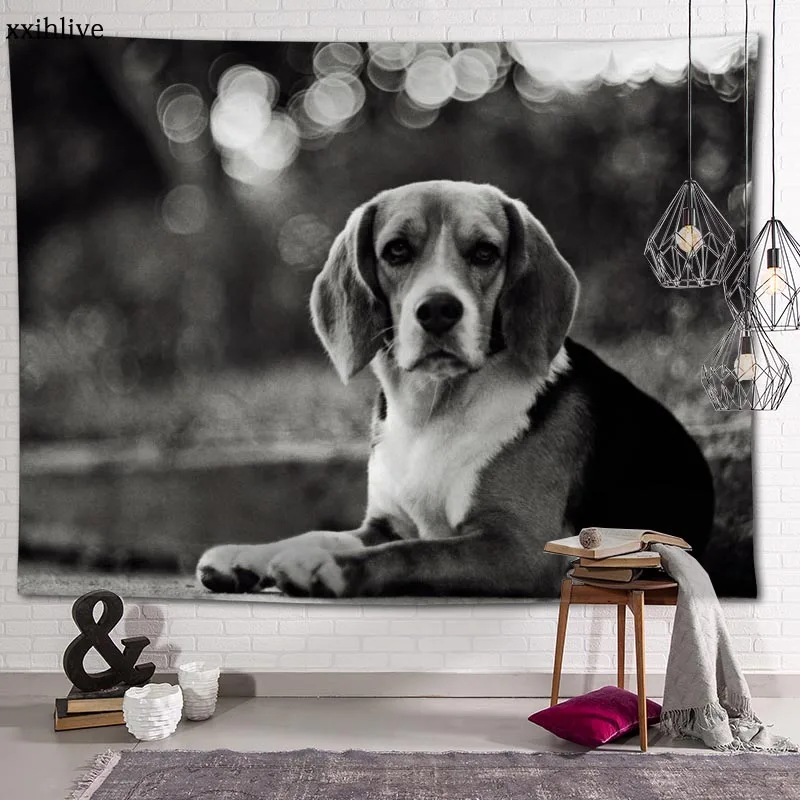 

Customized Beagle Dog Hanging Fabric Background Wall Covering Home Decoration Blanket Tapestry Bedroom,Living Room Wall Decor