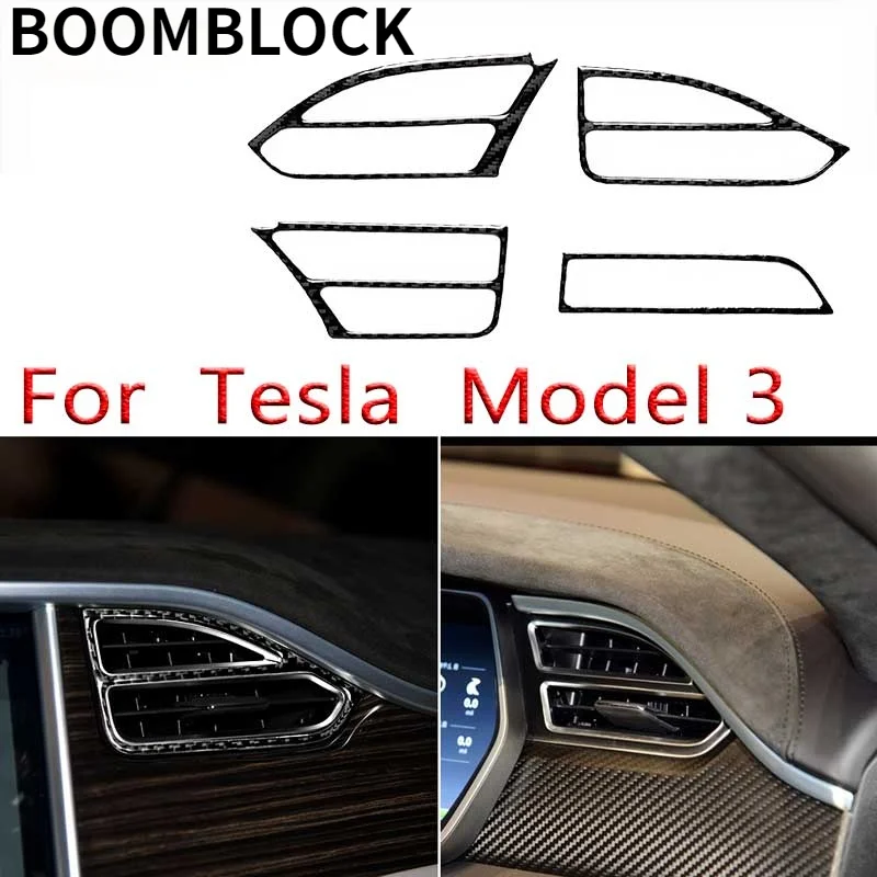 

Для Tesla Model X, центральная консоль приборной панели, крышка панели кондиционера, отделка, наклейка из углеродного волокна, украшение для авто...