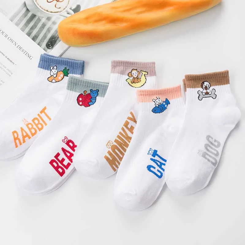 Новинка повседневные Короткие Носки с рисунком фруктов и животных удобные