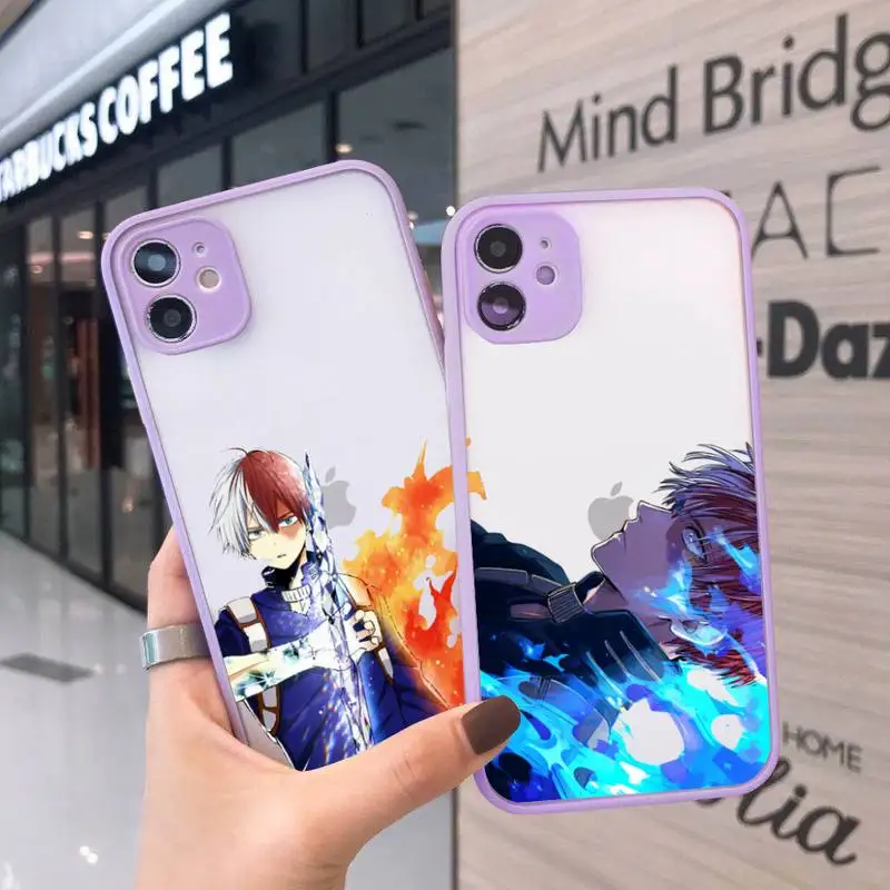 

Anime My Hero Academia Phone Case For iPhone 12 11 Mini Pro XR XS Max 7 8 Plus X Matte transparent Purple Cover