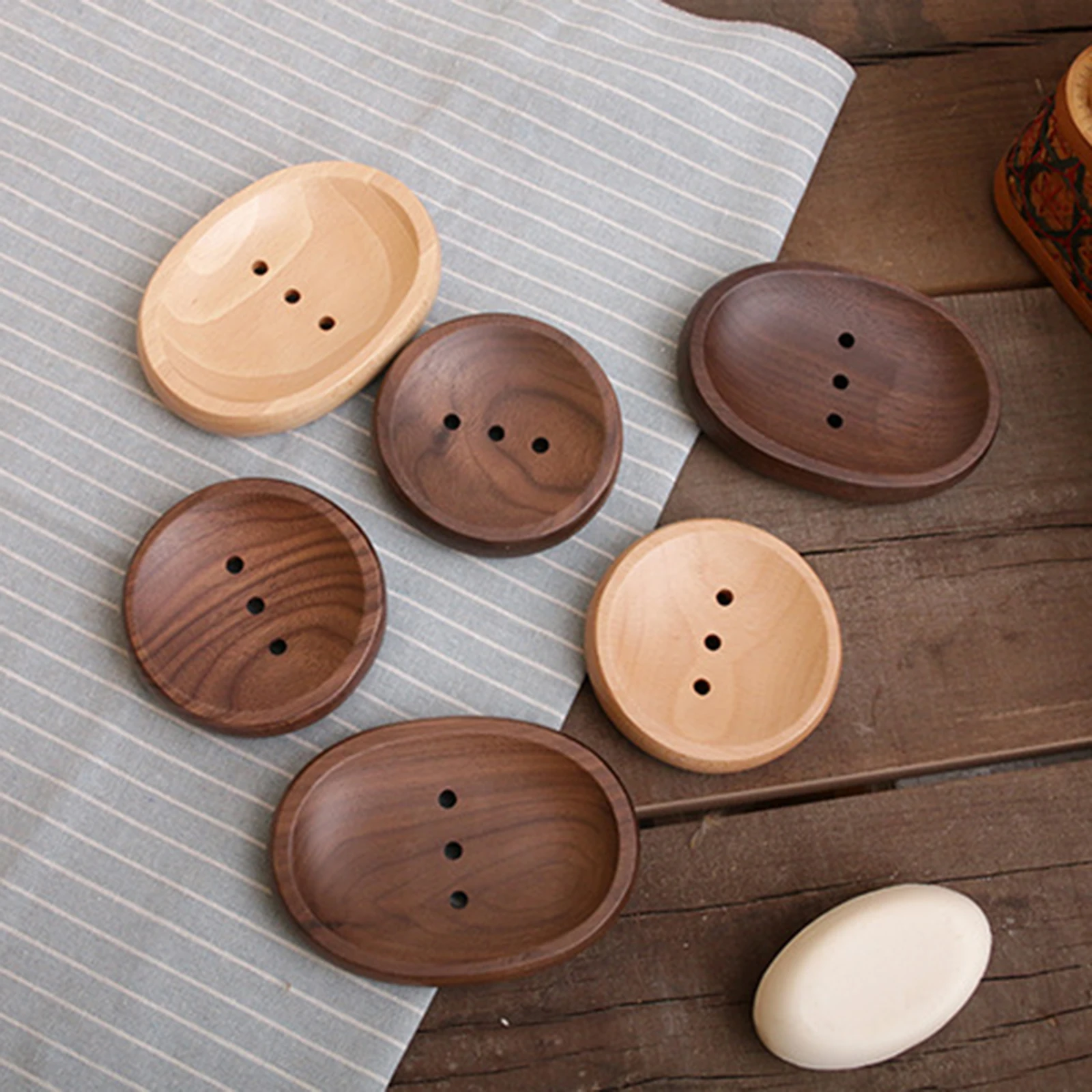 Деревянный держатель для мыла из черного ореха для ванных комнат и душа, сделанный вручную из бамбука.