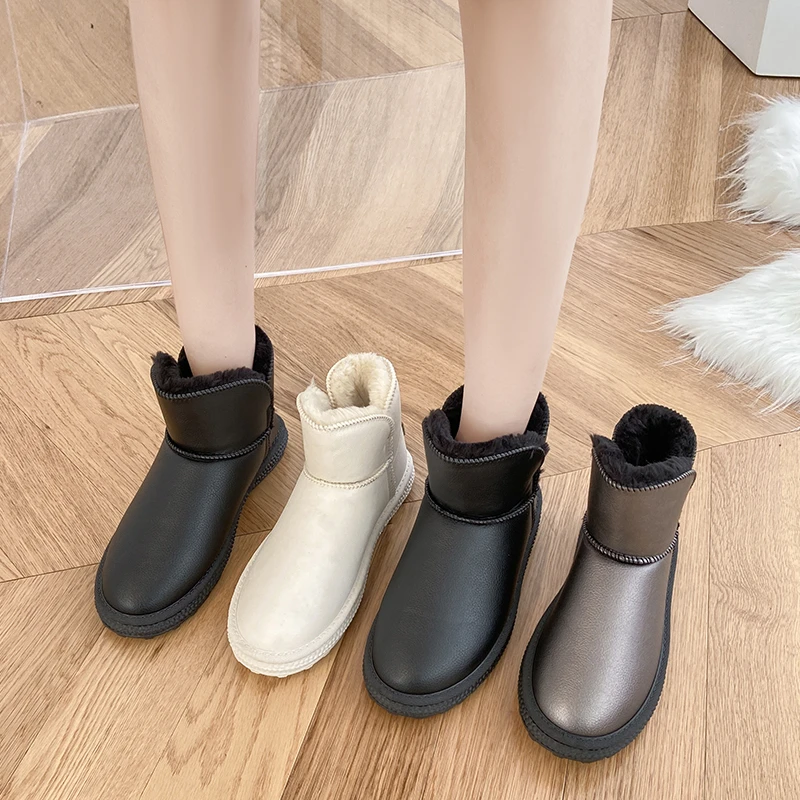 

Ботинки на среднем каблуке, зимняя обувь, плюшевые австралийские ботинки, женские роскошные дизайнерские ботинки с круглым носком, 2021 Мехов...