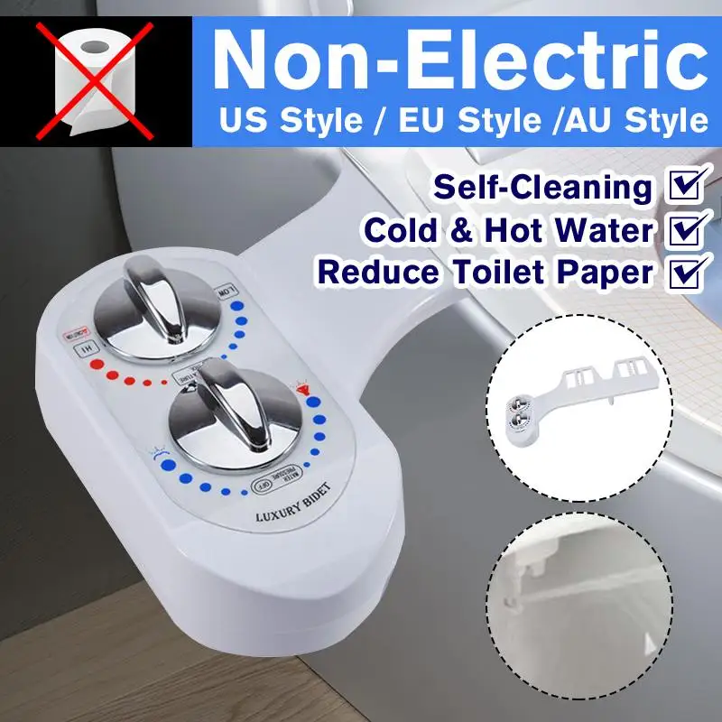 

15/16" 3/8" 1/2" Non-Electric Toilet Bidet Attachment Bathroom Hot and Cold Water Self Cleaning Bidet Spray