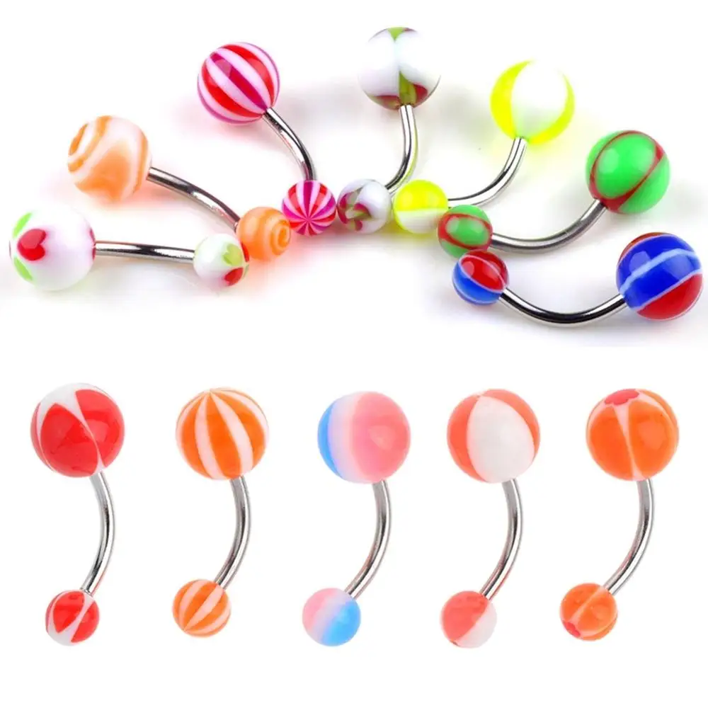 Кольца для пирсинга живота 10 шт./лот из хирургической нержавеющей стали 316L