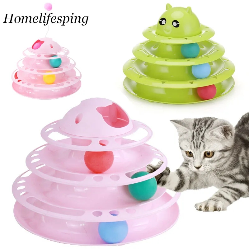 

3/4 Levels Cat Toy Tower Tracks Cat Toys Interactive Cat Intelligence Training Amusement Plate Cat Tower Pet Products Cat Tunnel