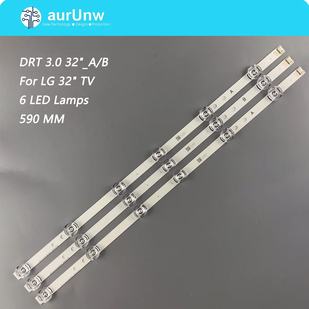 

New 3 PCS*6LED 590mm LED backlight strip bar compatible for LG 32LB561V UOT A B 32 INCH DRT 3.0 32 A B 6916l-2223A 6916l-2224A