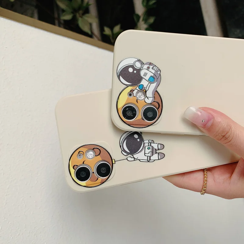For iPhone 13 Pro Max Case Cute Astronaut Planet Phone Case For iPhone 12 11 Pro Max XS Max XR X 8 7 Plus Liquid Silicone Cover