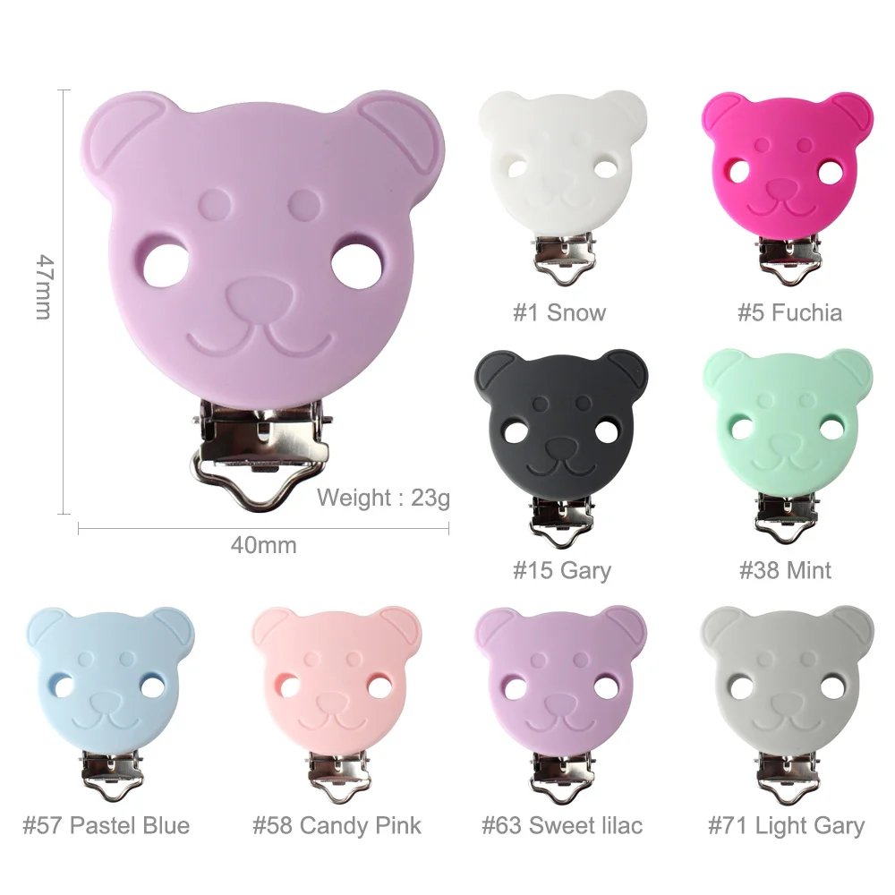 

Keep&Grow 10pcs Bear Silicone teether metal Clip Pacifier silicone rodent Accessories DIY Baby Teething Necklace Pendant Clamp